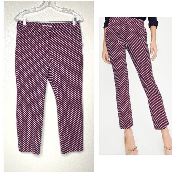 Boden Hampshire Pants 8 Old Money Preppy Geometric Retro Ankle Stretch Trousers - Picture 1 of 8